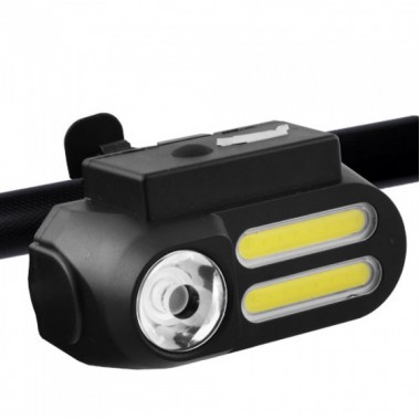 Велофонарь BL-611-1LM+2COB, 1x18650, ЗУ micro USB фонарик велосипедный