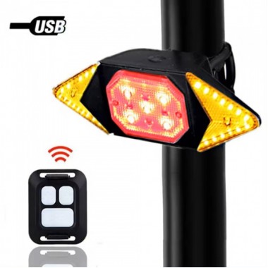 Велофонарь LY-6700 с указанием поворотов (red+yellow+blue), ЗУ microUSB, Li-Ion аккум., пульт управления
