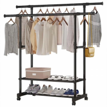 Вешалка для одежды двойная телескопическая Double Garment Rack с регулировкой высоты Вешалка для одежды двойная телескопическая Double Garment Rack с регулировкой высоты