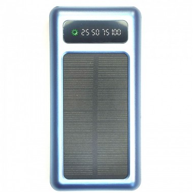 Внешний аккумулятор с солнечной панелью Power bank UKC 8285 10000 Mah зарядка кабель 4в1 Синий