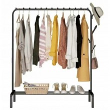 Напольная вешалка для одежды 110х150см Clothes Rack Стойка для вещей и обуви с крючками TW-607 Черная Напольная вешалка для одежды 110х150см Clothes Rack Стойка для вещей и обуви с крючками TW-607 Черная