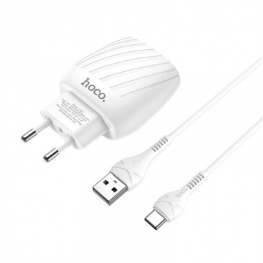 Зарядное сетевое HOCO C78A Highway 2USB 2.4A Type C Белый