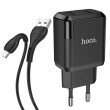 Зарядное устройство 220В 2 USB с кабелем USB - Micro USB Hoco N7 Speedy Чёрный Зарядное устройство 220В 2 USB с кабелем USB - Micro USB Hoco N7 Speedy Чёрный