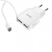 Зарядное устройство HOCO C59A Mega joy со встроенным кабелем micro USB Белый Зарядное устройство HOCO C59A Mega joy со встроенным кабелем micro USB Белый