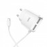 Зарядное устройство HOCO C59A Mega joy со встроенным кабелем micro USB Белый