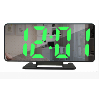 Зеркальные LED часы с будильником и термометром VST-888 Чёрные зеленная подсветка