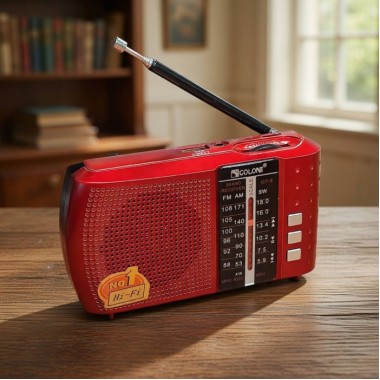Радиоприёмник FM USB MicroSD Golon ICF-8 на аккумуляторе 18650 Красный