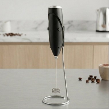 Электрический капучинатор для молока с подставкой Milk Frother на батарейках Черный