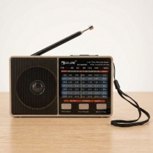 Радиоприёмник с фонариком FM USB MicroSD Golon RX-8866BT с Bluetooth на аккумуляторе Золотой