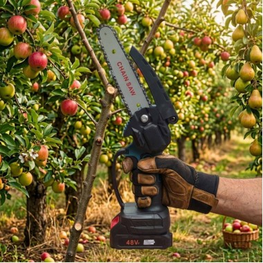 Бесщеточная Аккумуляторная цепная мини-пила 6 inch Electric SAW в кейсе / 2 аккумулятора + очки