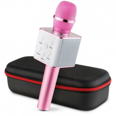 Портативный Bluetooth микрофон-караоке Q7 MS + чехол Розовый