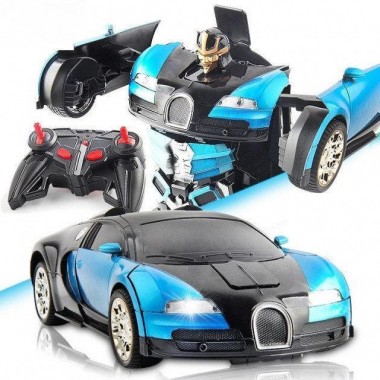 Машинка радиоуправляемая трансформер Robot Car Bugatti Size12 Голубая|Робот-трансформер на радиоуправлении.