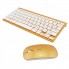Беспроводная русская клавиатура mini и мышь keyboard 908 + приёмник Золотая