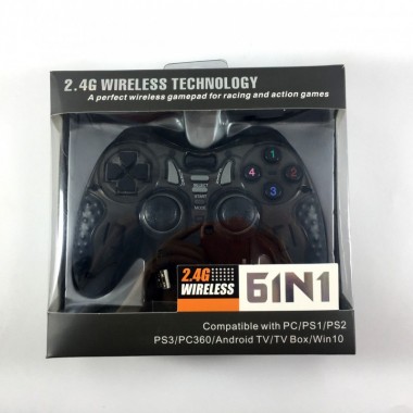 Бездротовий Джойстик 6 в 1 для ПК/PS2/PS3/PC360/ANDROID TV/WIN10 чорний з вібро