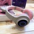 Беспроводные наушники с кошачьими ушками и RGB подсветкой CATear VZV-850M LED Серые с розовым