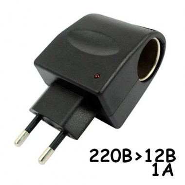 Преобразователь тока от обычной розетки 220V на разъем авто прикуривателя 12V мощностью 1А.
