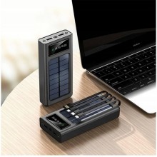 Внешний аккумулятор с солнечной панелью Power bank 309 30000 Mah зарядка кабель 4в1 Чёрный Внешний аккумулятор с солнечной панелью Power bank 309 30000 Mah зарядка кабель 4в1 Чёрный