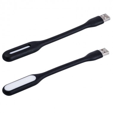 Гибкий USB 1W фонарик, черный. 