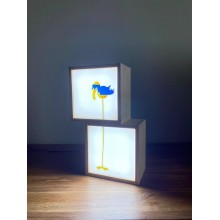 Настольный светильник Touch Wood Led  Квадрат с нарисованными животными 30 см 