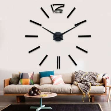 Настенные часы 3Д часы «сделай сам» Time 3D “DIY CLOCK” Black кварцевые большого размера палочки Черные