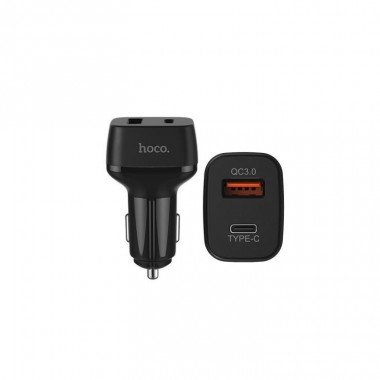 Автомобильное зарядное устройство Hoco Z15 1USB+1Type-C QC3.0 Black