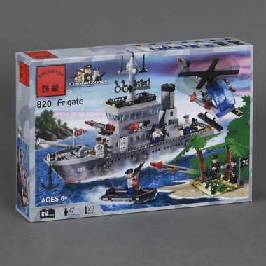 Игровой конструктор BRICK Военный корабль на 614 детали