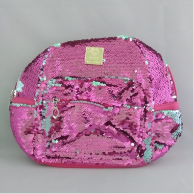 Рюкзак женский из экокожи c пайетками 24x24x11 Розовый