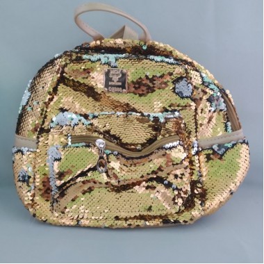 Рюкзак женский из экокожи c пайетками 24x24x11 Золотой