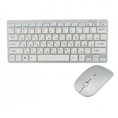Беспроводная русская клавиатура mini и мышь keyboard 908 + приёмник Серая