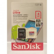 Карта памяти SanDisk Ultra microSD HC UHS-I 4GB Class 10 + SD adapter Карта памяти SanDisk Ultra microSD HC UHS-I 4GB Class 10 + SD adapter