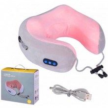 Массажная подушка для шеи U-shaped Massage pillow портативный массажер, вибромассажер для шеи Серая с Розовым Массажная подушка для шеи U-shaped Massage pillow портативный массажер, вибромассажер для шеи Серая с Розовым