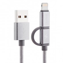 Кабель Awei CL-930C 2 в 1 USB 2.0 AM - micro-USB / Lightning 0.2 м Серый Кабель Awei CL-930C 2 в 1 USB 2.0 AM - micro-USB / Lightning 0.2 м Серый