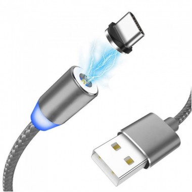 Магнитный кабель USB Type - C серый