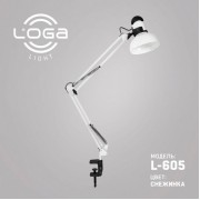 Лампа настольная со струбциной LOGA light L-601 Белая