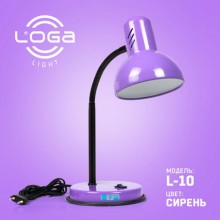 Настольная лампа LOGA E27 с выключателем 33см от сети 220V Сиреневая Настольная лампа LOGA E27 с выключателем 33см от сети 220V Сиреневая