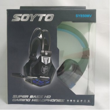 Игровые проводные наушники SOYTO SY850MV с микрофоном Чёрные с Синим