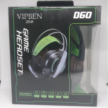 Игровые проводные наушники VIPBEN D60 с микрофоном Чёрные с Синим