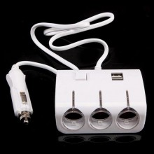 Автомобильный разветвитель тройник UKC 1506A + 2 USB 120W Белый Автомобильный разветвитель тройник UKC 1506A + 2 USB 120W Белый