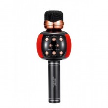 Беспроводной микрофон караоке блютуз WSTER WS-2911 Bluetooth динамик USB Чёрный с красным Беспроводной микрофон караоке блютуз WSTER WS-2911 Bluetooth динамик USB Чёрный с красным