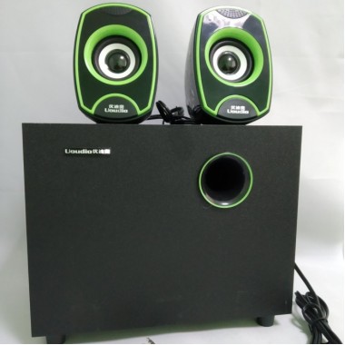 USB колонки для ПК компьютерные колонки 2.1 MP3 Uaudio A5000 Салатовые