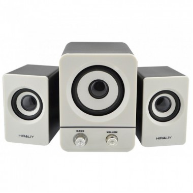 Компьютерные USB колонки для ПК 2.1 Hiraliy H1 Чёрно-белые