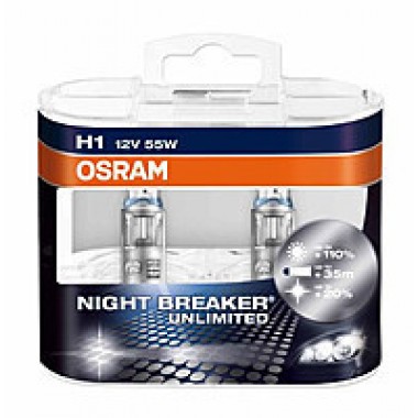Галогенка H1 OSRAM 12V 55W +110% 64150NBU Night Breaker Unlimited (пара)