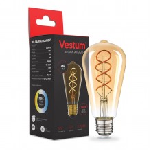 Филаментная лампа Vestum "винтаж" golden twist ST64  Е27 6Вт 220V 2500К 1-VS-2707