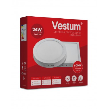 Квадратный светодиодный накладной светильник Vestum 24W 6000K 220V 1-VS-5404