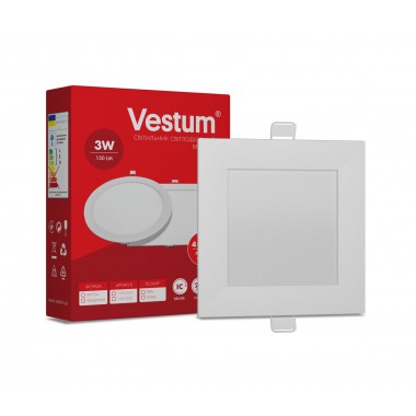 Квадратный светодиодный врезной светильник Vestum 3W 4000K 220V 1-VS-5201