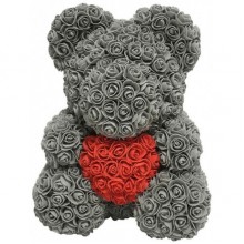 Мишка из роз Серый с сердцем UTM 38 см Мишка из роз Серый с сердцем UTM 38 см