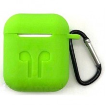 Чехол для AirPods силиконовый с карабином, Зеленый Чехол для AirPods силиконовый с карабином, Зеленый
