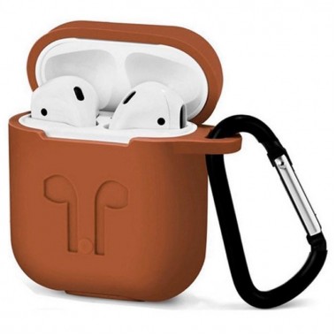 Чехол для AirPods силиконовый с карабином, Оранжевый