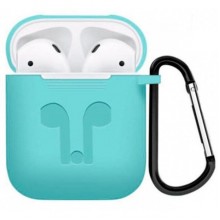 Чехол для AirPods силиконовый с карабином, Бирюзовый Чехол для AirPods силиконовый с карабином, Бирюзовый